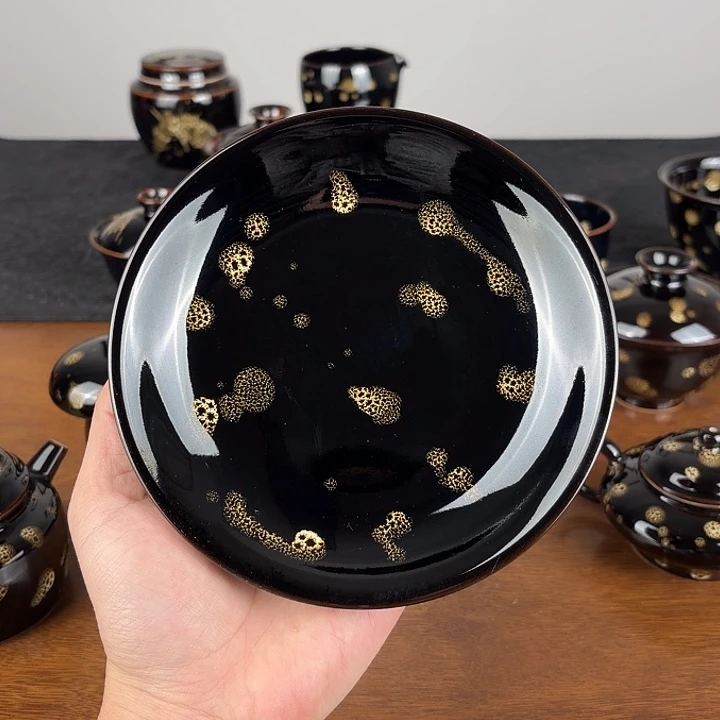 瓷点彩鹧鸪斑撇口壶承