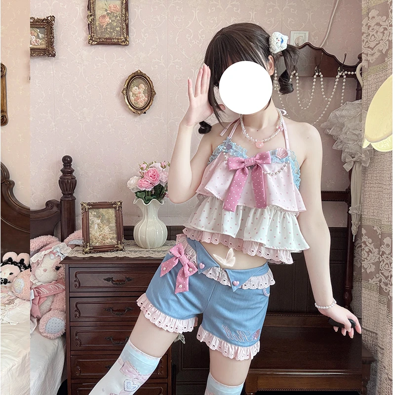 原创  贝壳海歌  少女渐变色可爱外套吊带裤子Lolita裙子