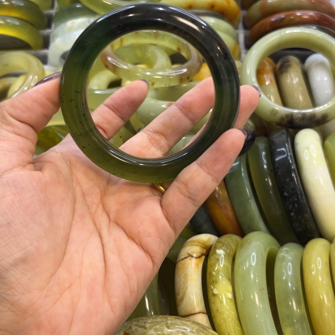 爱***喵蛇纹石玉合金手镯55.5圈口