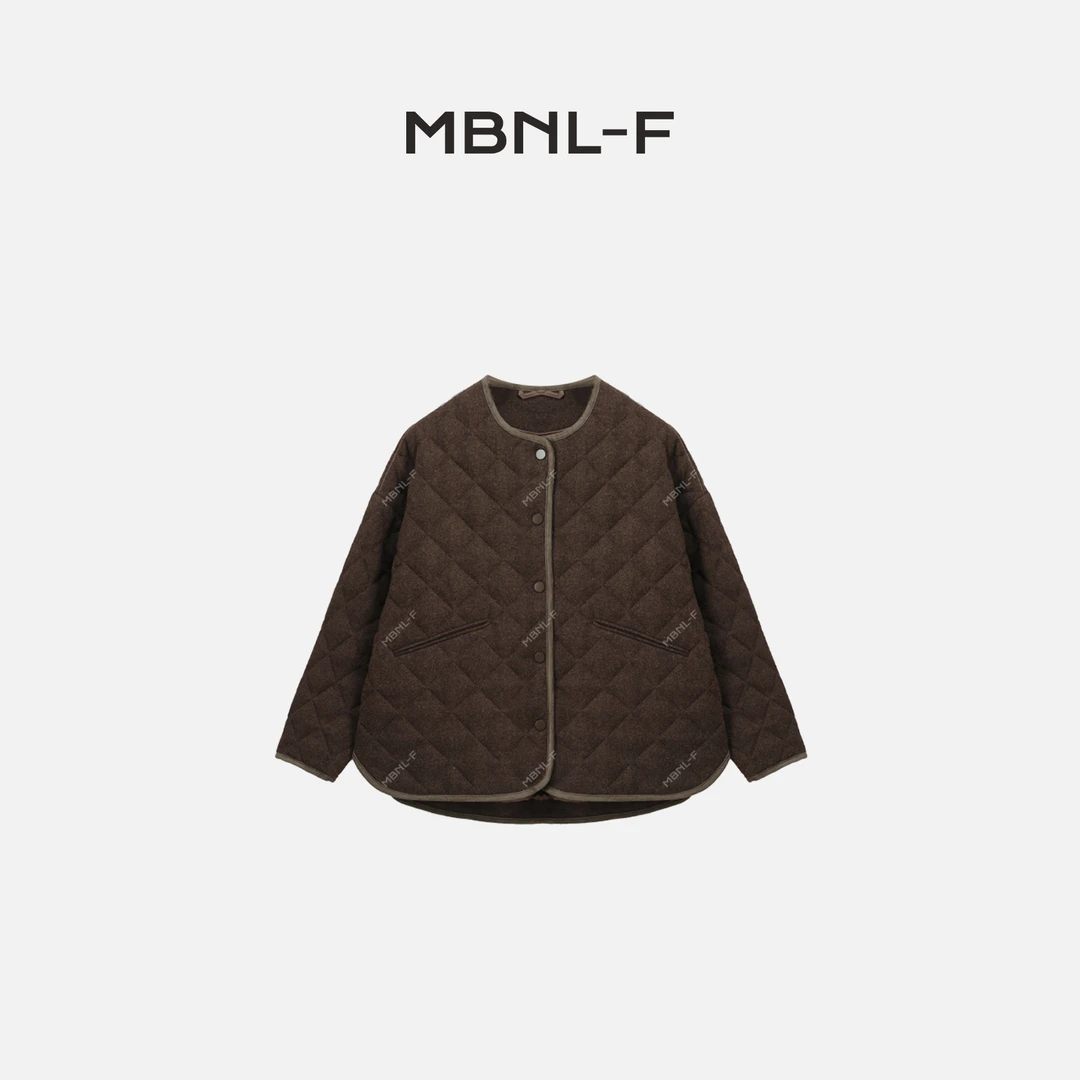MBNL-F 洋气百搭女装时尚宽松羊毛菱格90白鹅绒羽绒服-8009