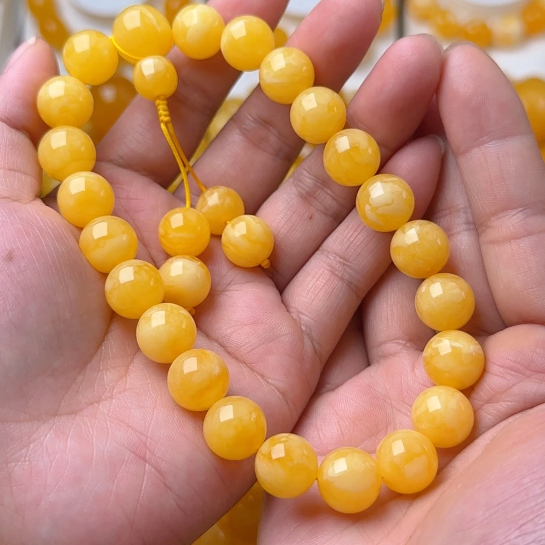 琥珀未镶嵌手链焦皮同料手持12