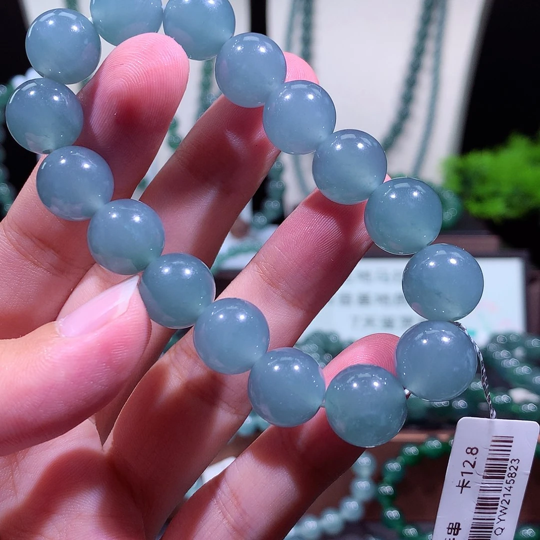 翡翠未镶嵌手链天然a货翡翠手串12.8