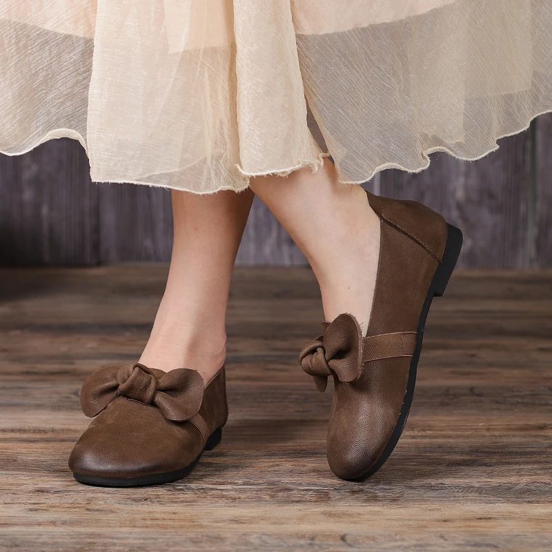 胶粘浅口蝴蝶纯色薄款单鞋乐福鞋粘胶鞋春季透气22CCXA23-7