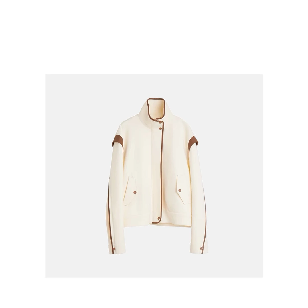 【时光定格】拼接撞色短款外套女2024春装小个子宽松时尚上衣93098