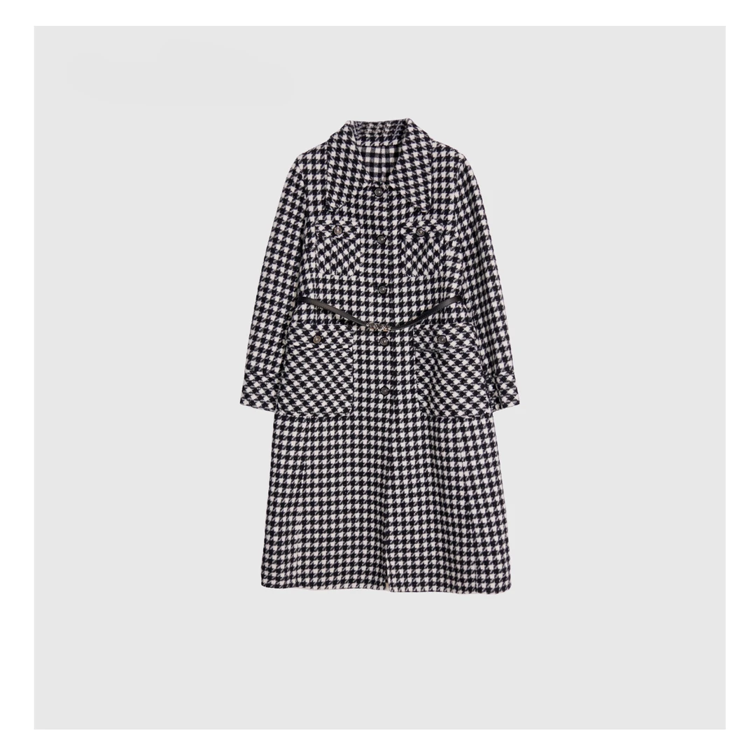 2025时尚秋季千鸟格女式大衣550504