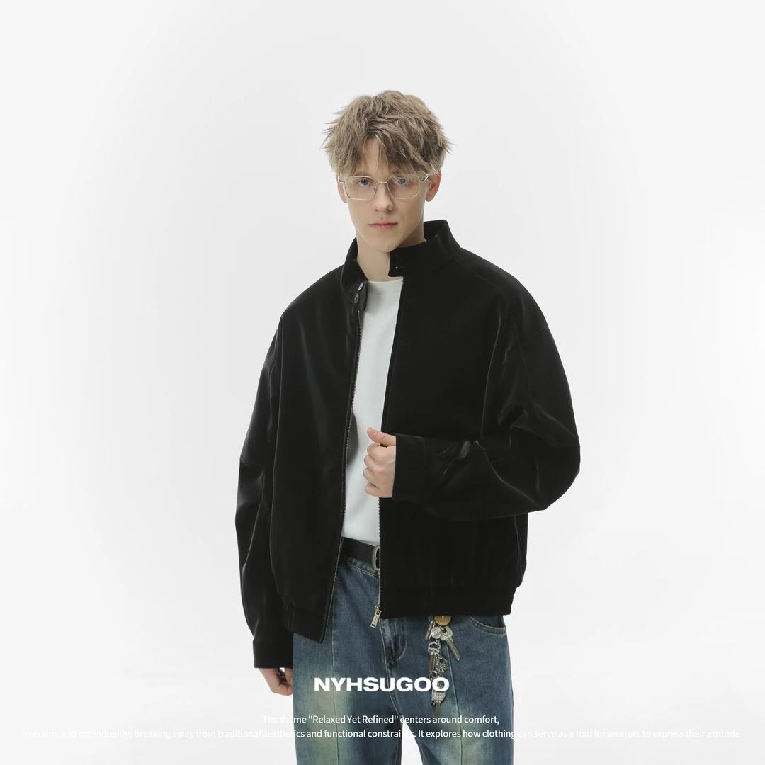 NYHSUGOO/南乙3509男士春季韩系极简皮衣夹克痞帅新品上衣外套