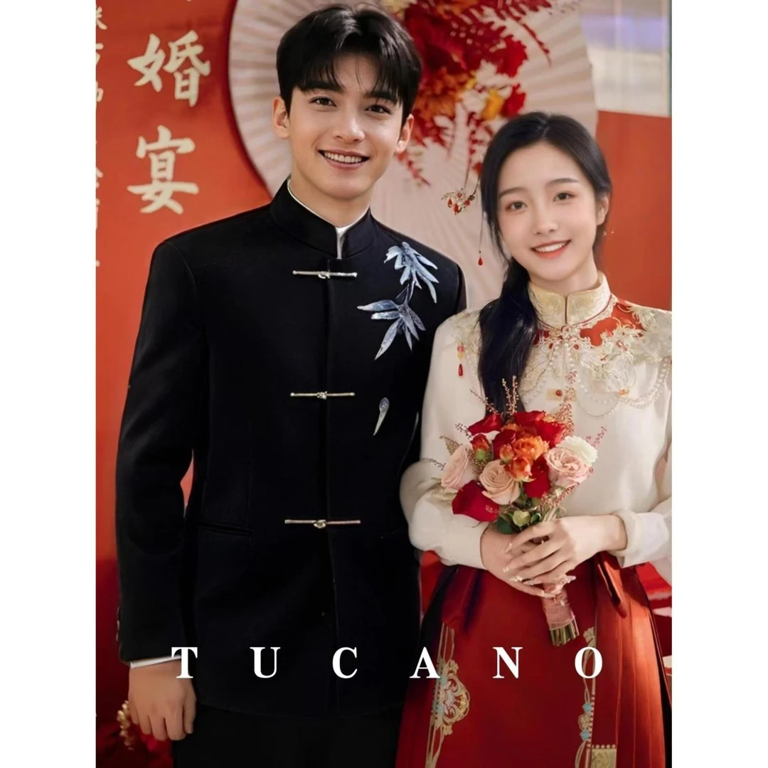 【BHAK・香港奢品高定】新中式订婚西装高级感国风春秋中山装男士潮