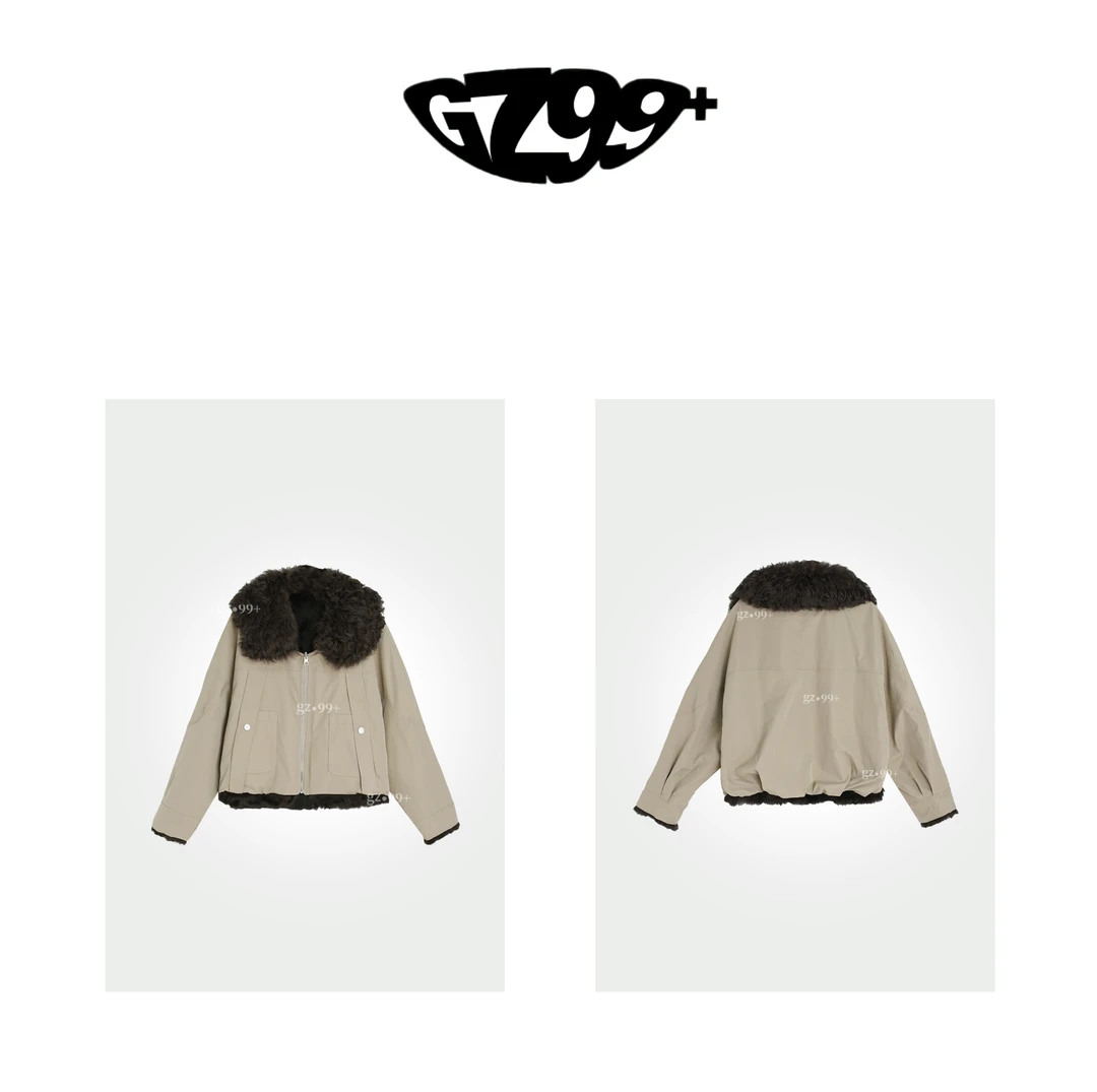 小九推荐 点燃欢欣  冬季新款简约时尚兔毛内胆拉链派克服-T6915