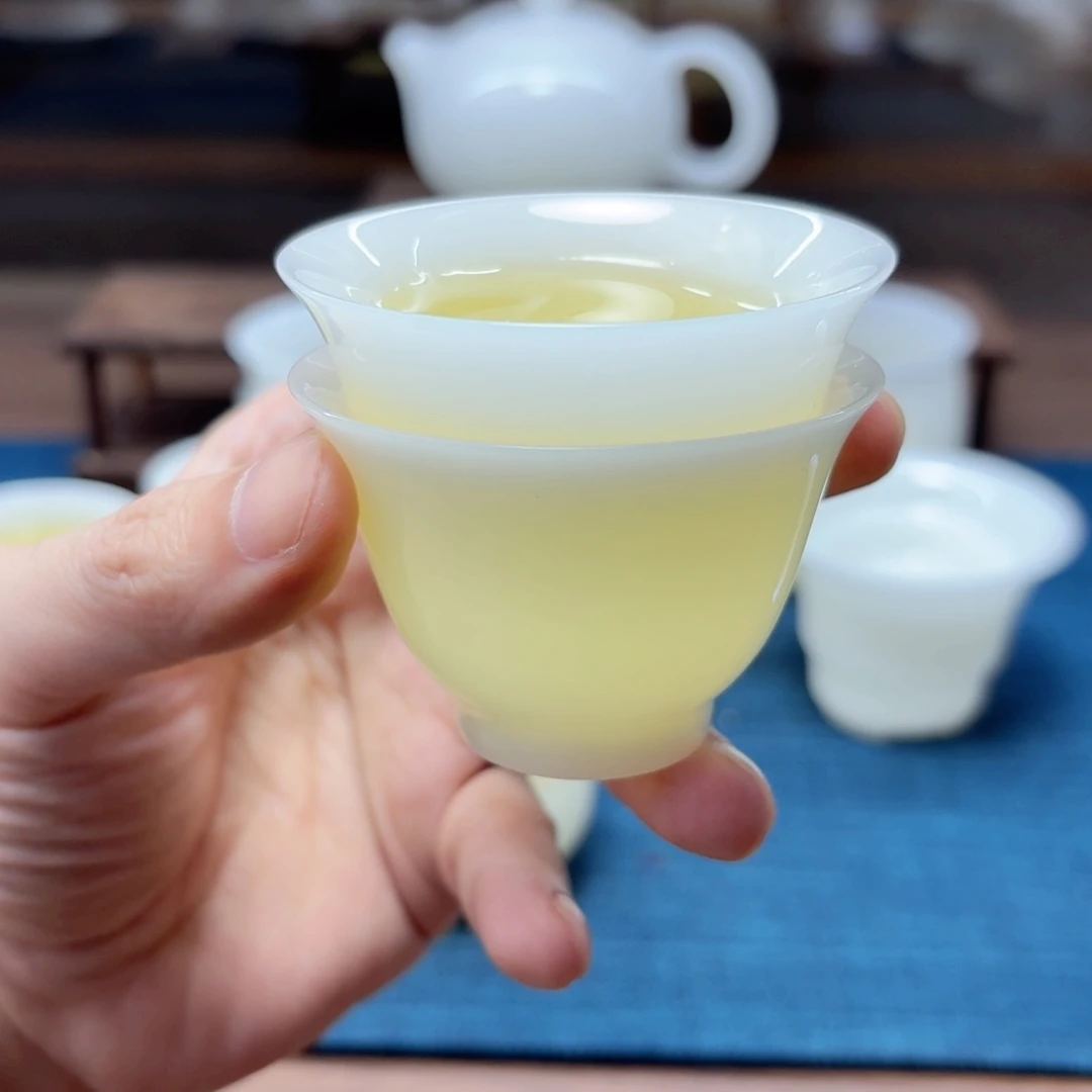 反口杯璞玉冰种玉瓷茶具