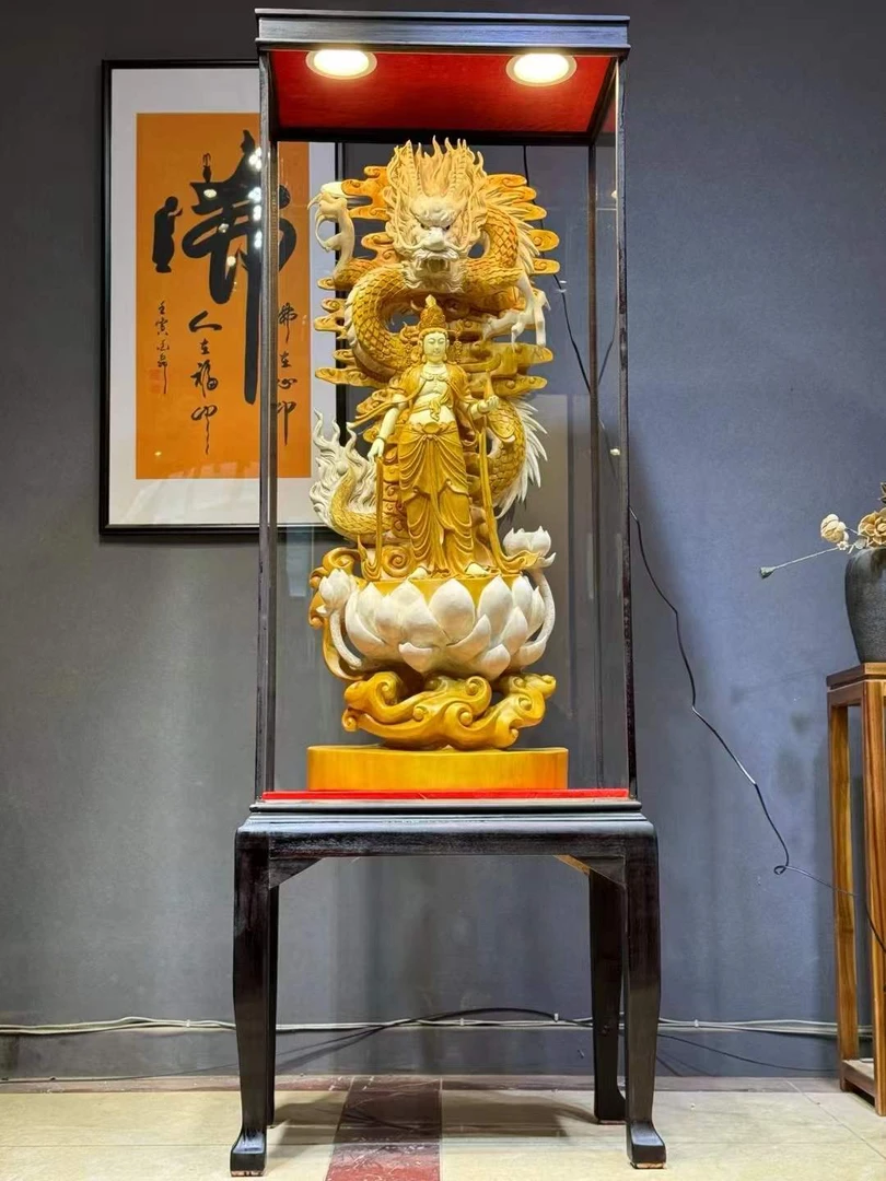 香樟木祥龙观音木雕造像长76.宽48.高213厘米