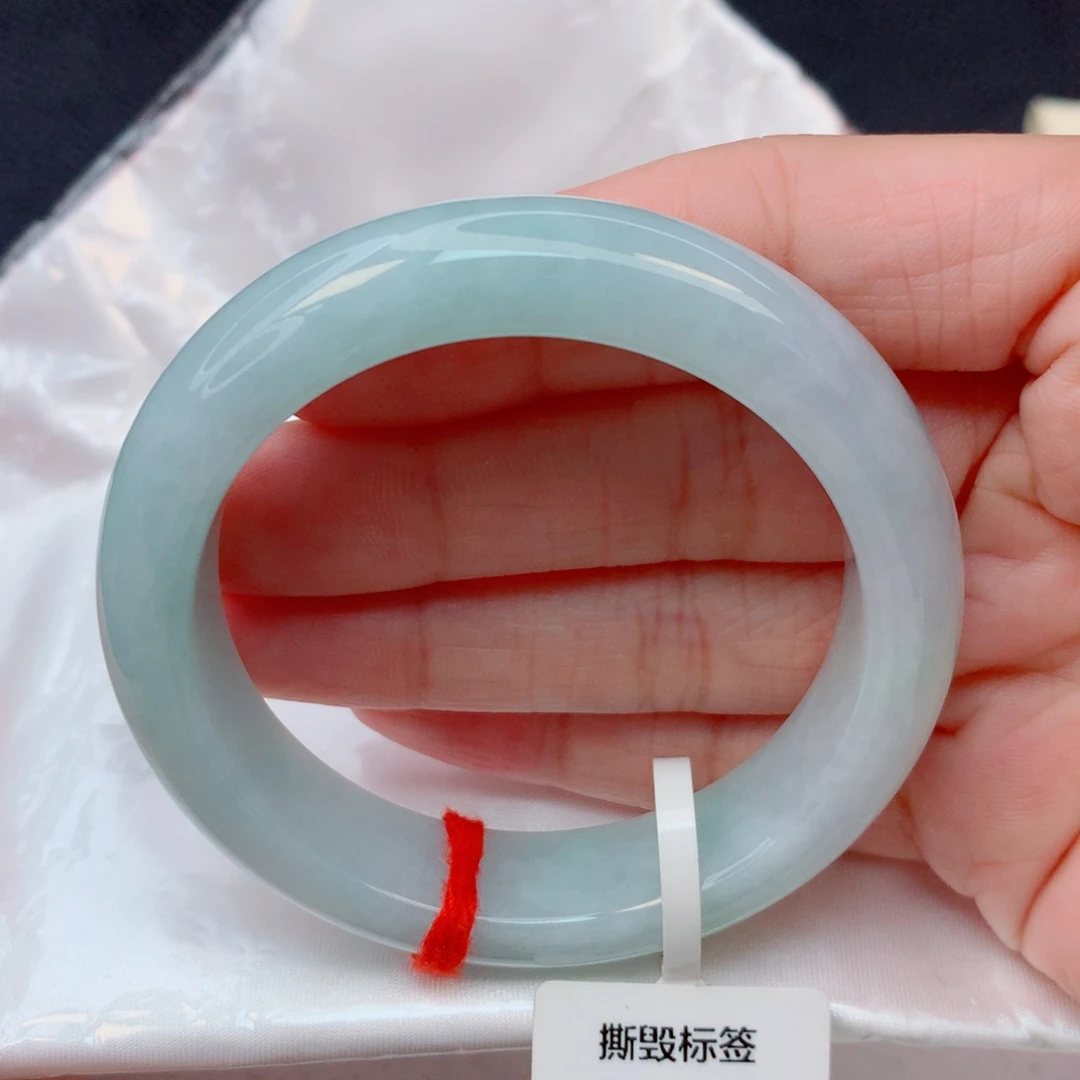 翡翠未镶嵌手镯51圈 细糯浅绿底完整度高小手福利