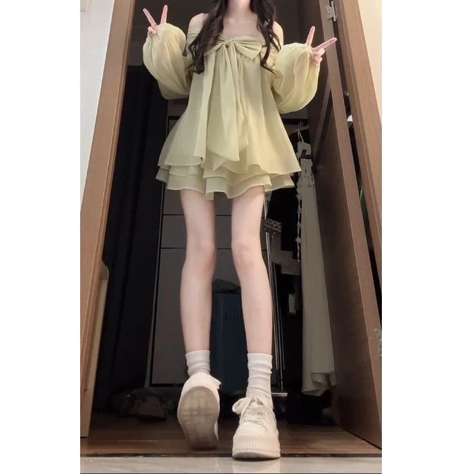 一字肩时尚套装韩版慵懒风INS风荷叶边减龄时尚少女风夏季甜美