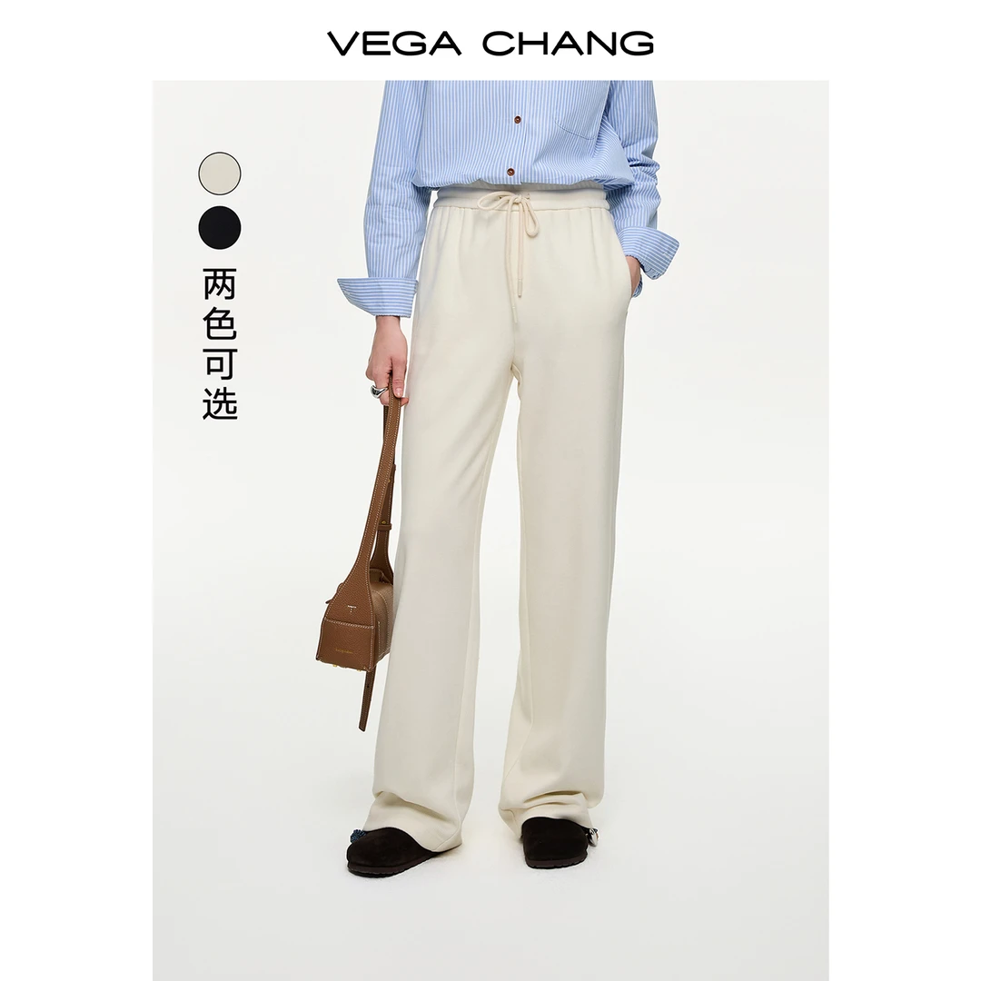 【彩绳闲阔】VEGACHANG多色抽绳阔腿裤女2025秋冬时尚休闲裤0240JQ