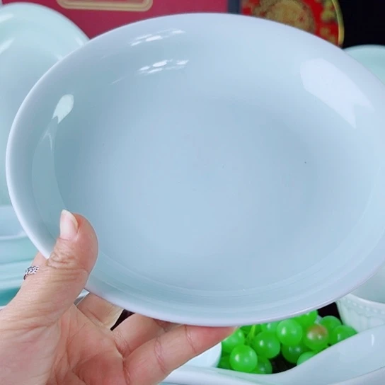 青瓷影青高白泥八英寸盘不落款