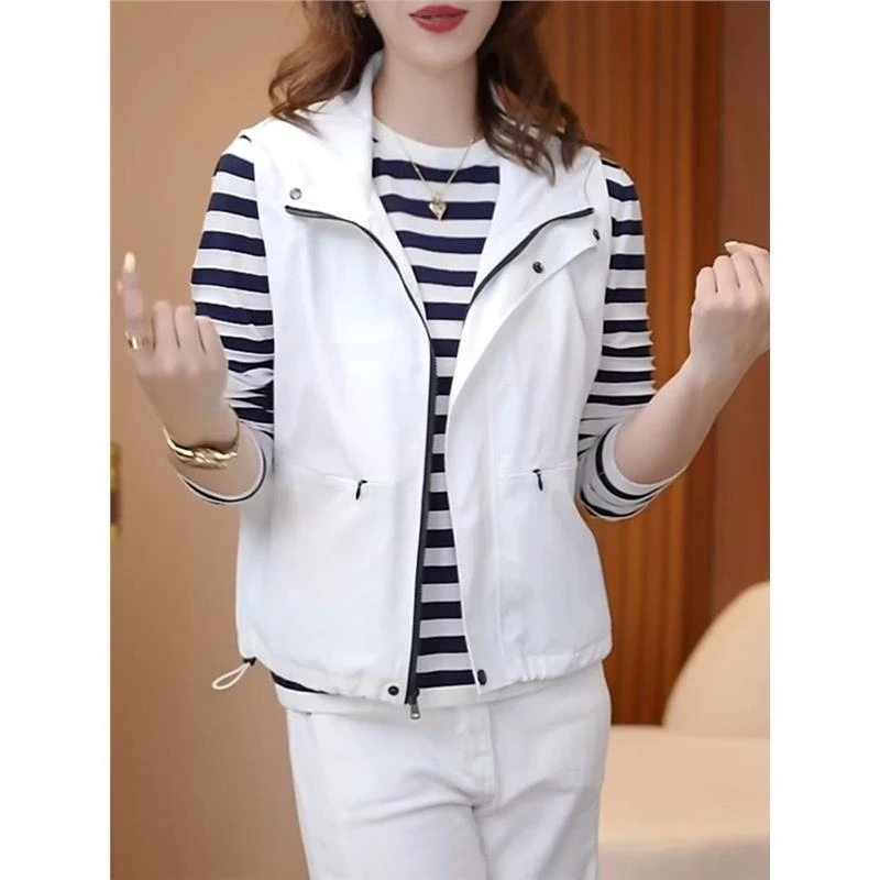 哥弟阿玛施正品2025夏季新款女士连帽运动风背心马甲时尚百搭无袖