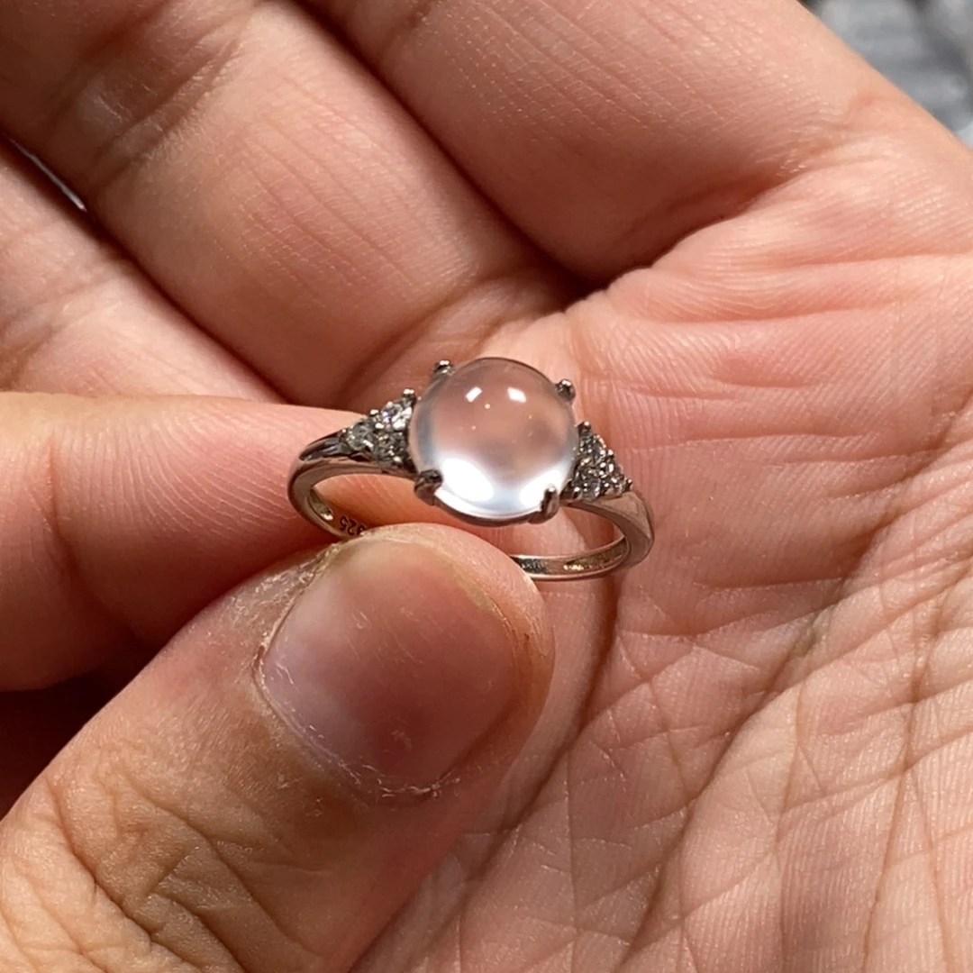 $***️石英质玉银S925镶嵌颈饰戒指