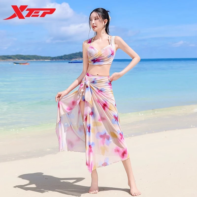 特步分体泳衣女2025新款时尚性感显瘦女孩小胸聚拢海边度假比基尼