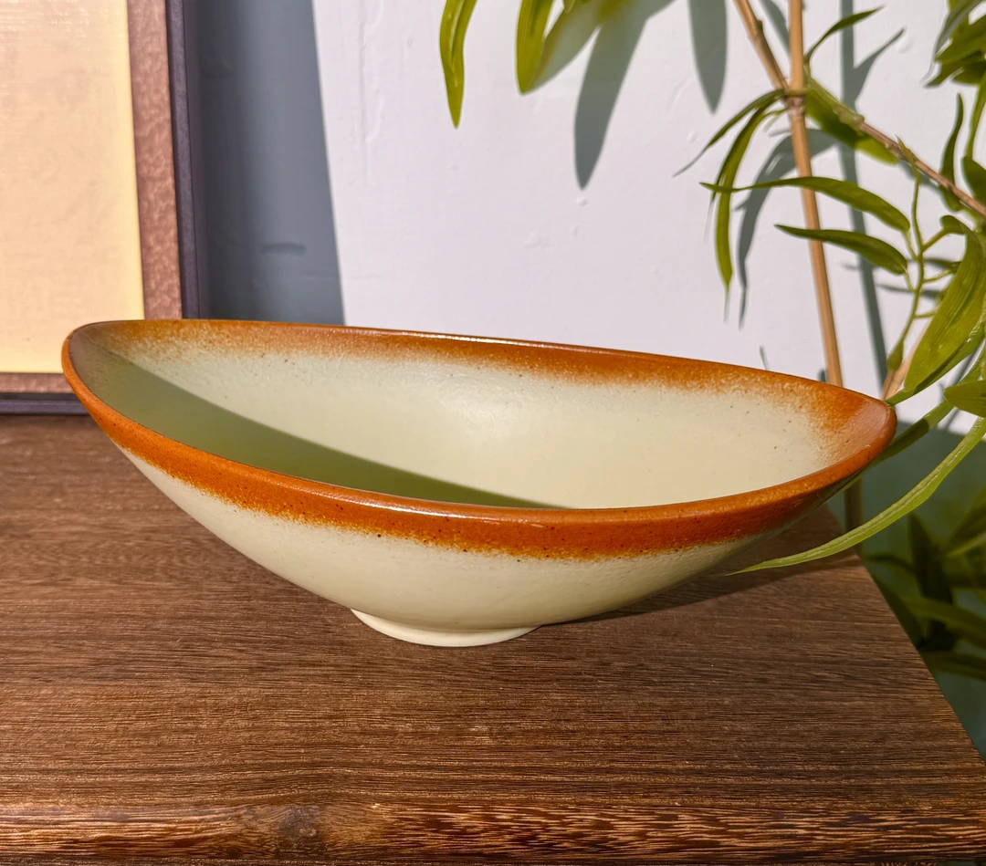 泥古烧高颜值粗陶元宝盘