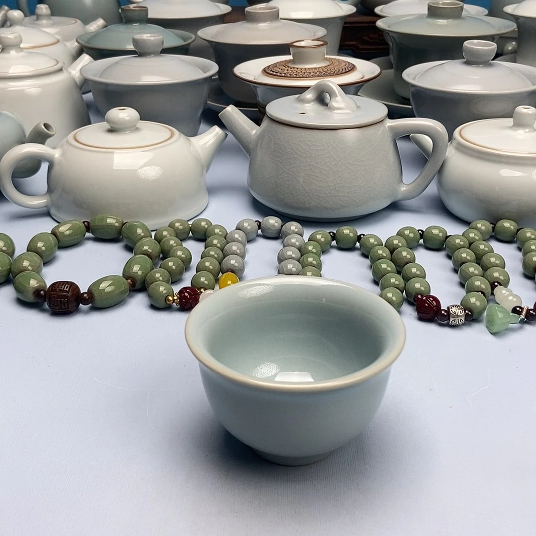 杯天青永乐压手杯原矿原釉原产地