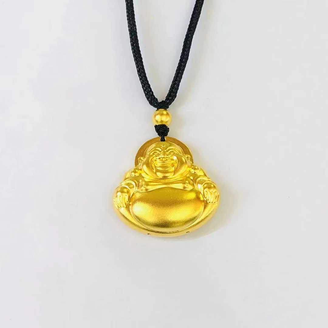黄金足金999古法佛空心吊坠
