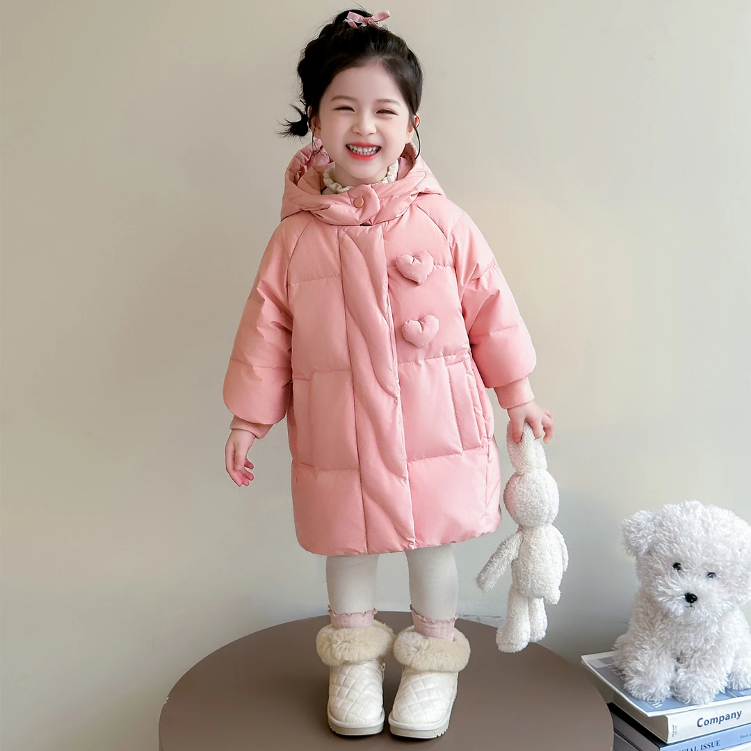 女童加厚羽绒服冬季洋气儿童中长款白鸭绒外套女宝宝冬装保暖棉服