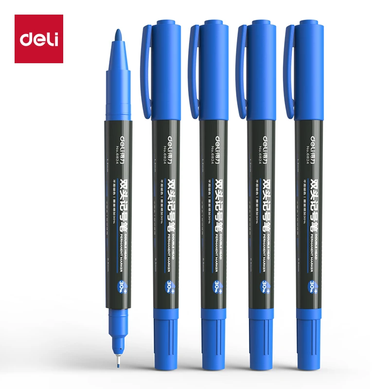 得力小双头油性记号笔6824小头细头马克笔勾线笔