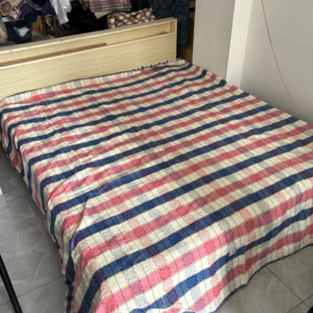 手工四季格子A类婴幼儿用品床单单人夏凉被双层布床被套双面牛奶