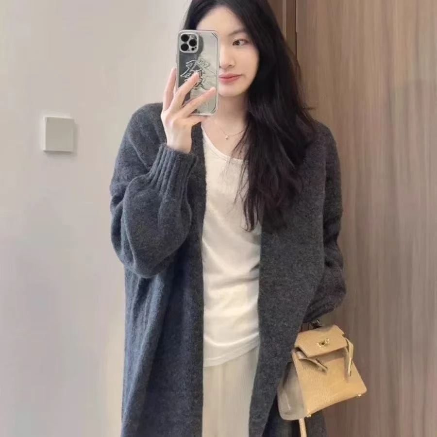 A-16针织女装韩版长款过膝扎染法式中长款毛针织衫