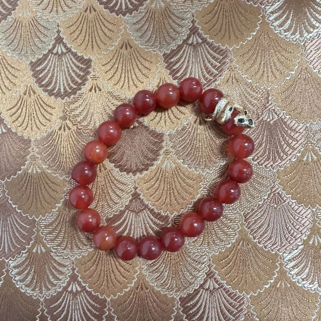 【 炎轩文趣斋】nh红色带蛇圆珠手串（不带礼盒）