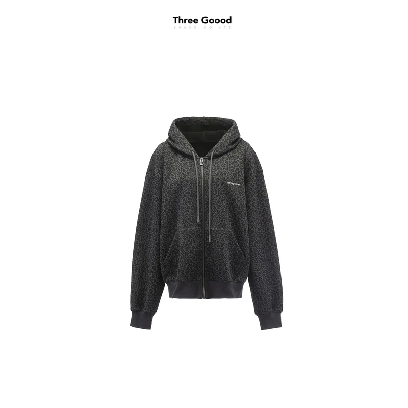 THREE GOOOD/三吉跳脱夜色豹纹卫衣 SSW241163