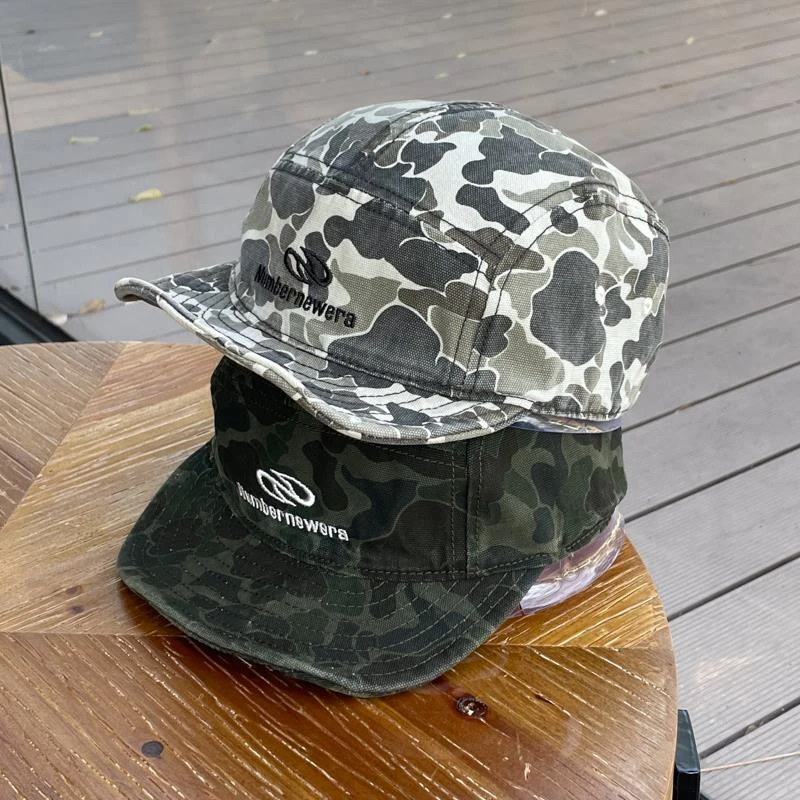美式迷彩鸭舌帽子男夏季百搭短帽檐刺绣情侣个性潮户外休闲棒球帽