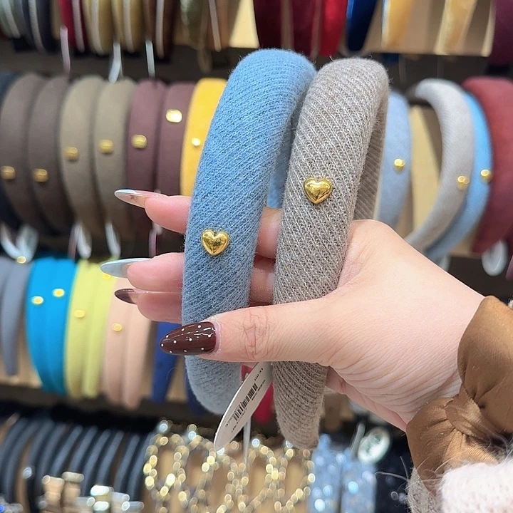 燕麦色和蓝色爱心发箍两个