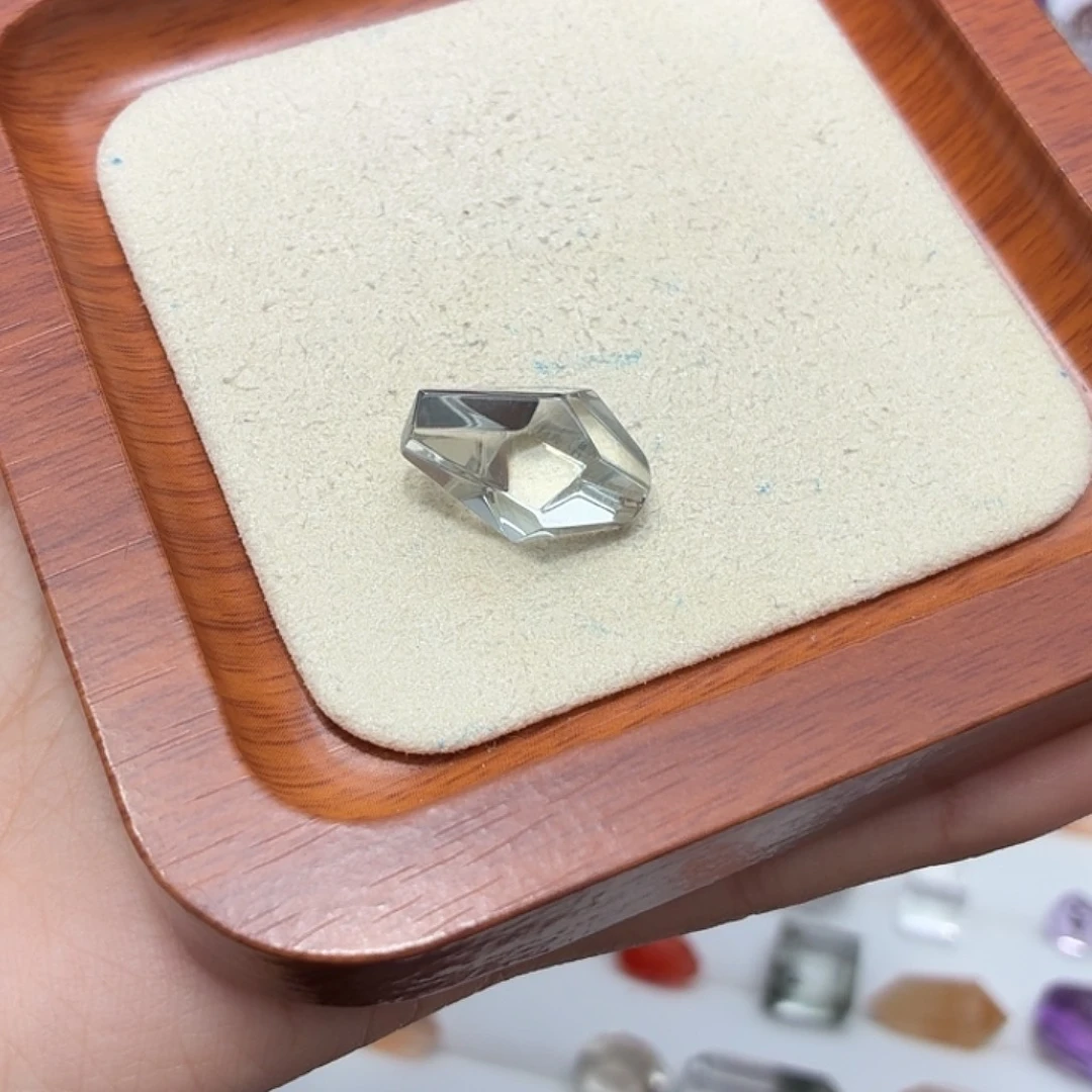 珠宝半成品水晶银S925镶嵌绿水随型打孔定制不退换