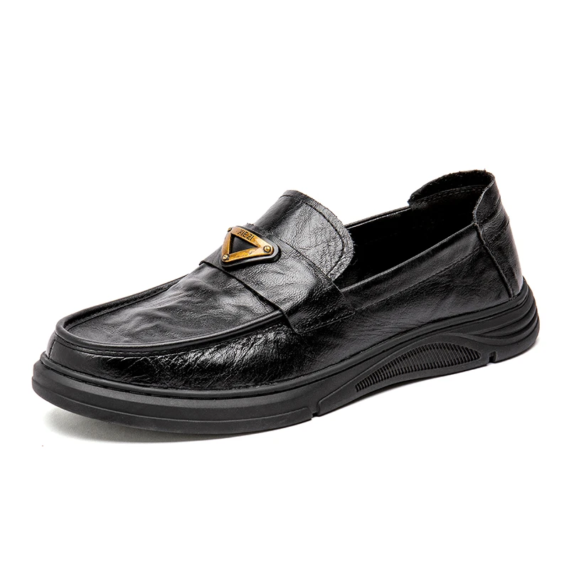 XF9091皮鞋男一脚蹬乐福鞋时尚百搭真皮透气软底舒适豆豆鞋驾车鞋