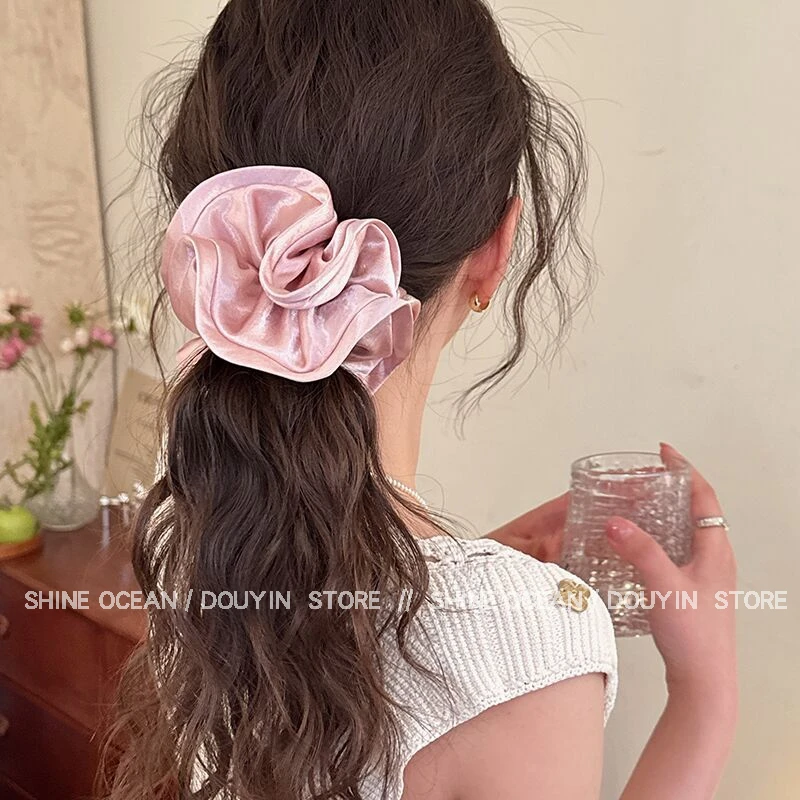 双海高级感气质缎面丸子头绳精致优雅气质时尚法式复古简约搭发圈