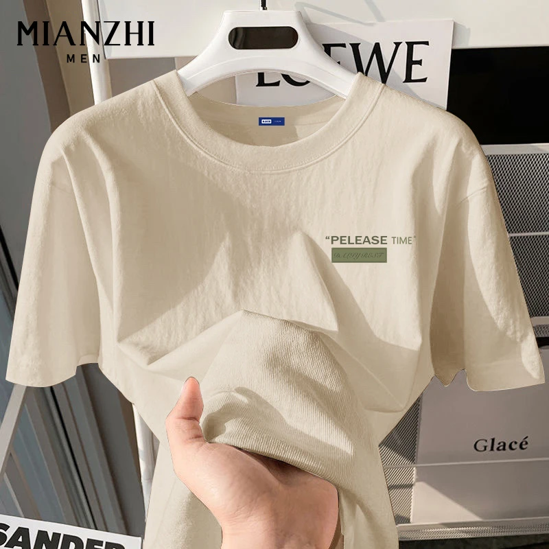 棉致纯棉短袖t恤男士2025夏季爆款美式外穿圆领宽松百搭体恤半袖Y