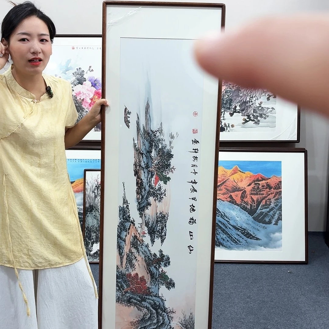 国画手绘作品山水160×45尺寸