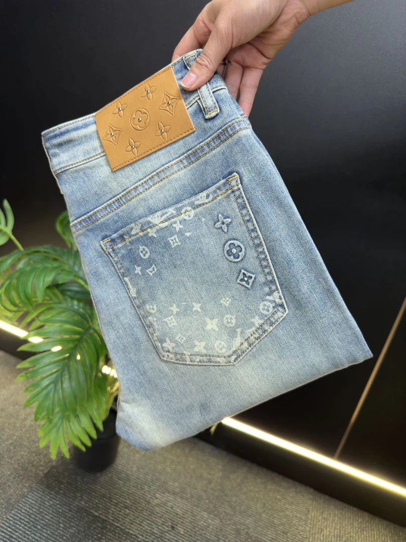 【ZB专属】春夏上新款天空蓝高订奢品男士牛仔裤弹力休闲修身小直筒