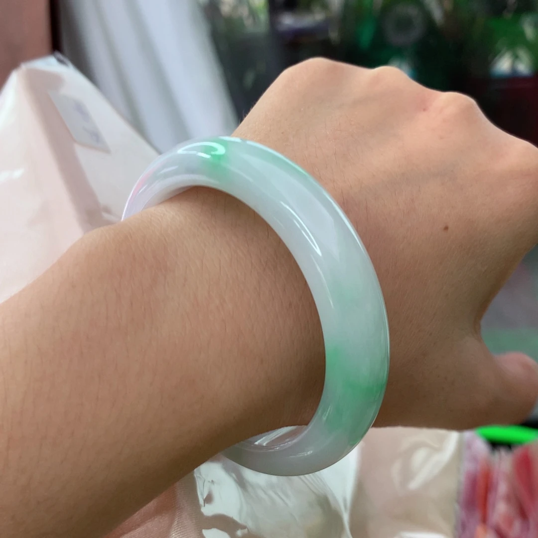 未镶嵌手镯翡翠冰胶细腻白底青