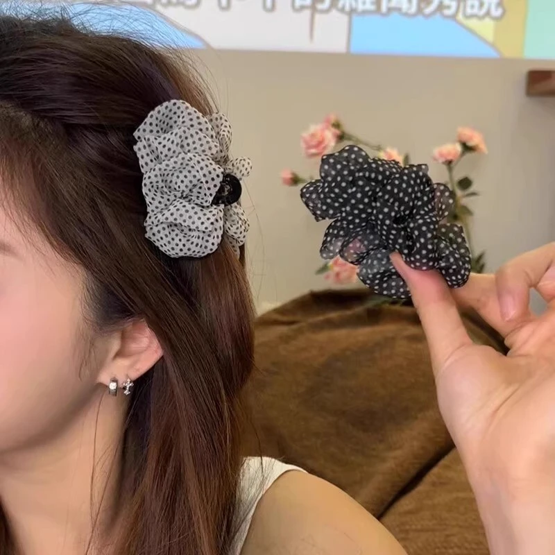 法式波点云朵泡泡小抓夹女公主头发夹前额侧边夹刘海夹半扎鲨鱼子