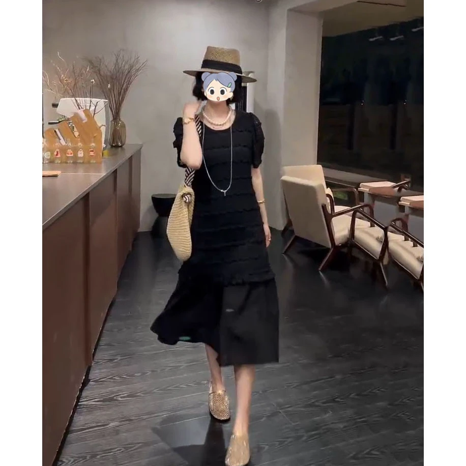 欧货爆款轻奢洋气连衣裙女2025夏季新款裙子时尚宽松显瘦高级长裙