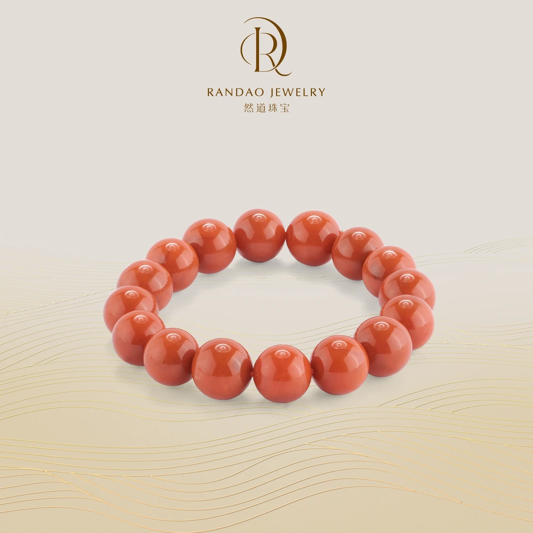 【然道珠宝】南红圆珠单圈手串手链素圈红色精美气质优雅