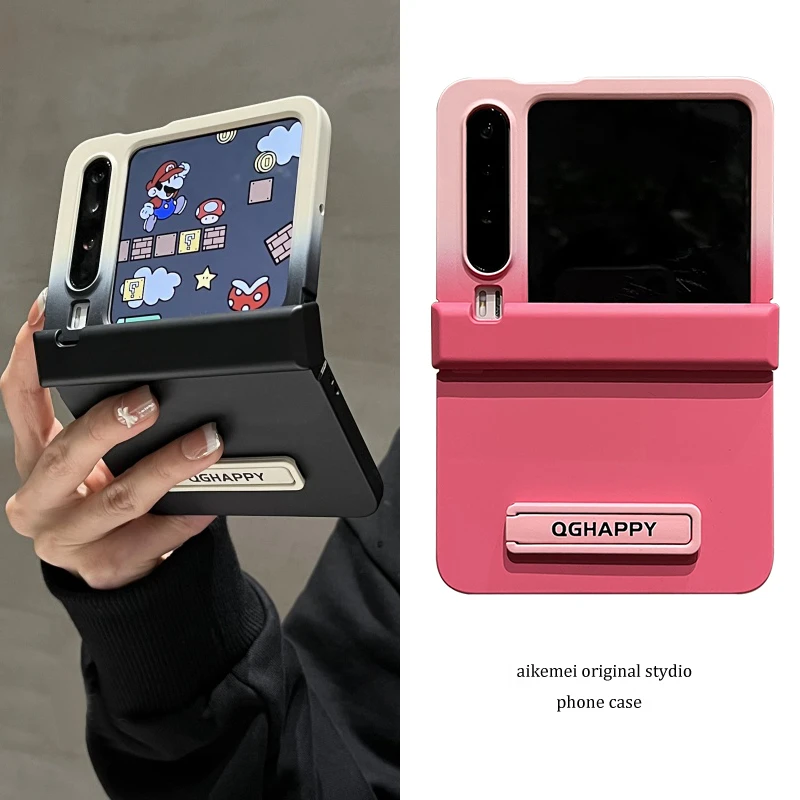 适用华为PuraX折叠屏手机壳ins渐变晕染带支架p50pocket2中轴