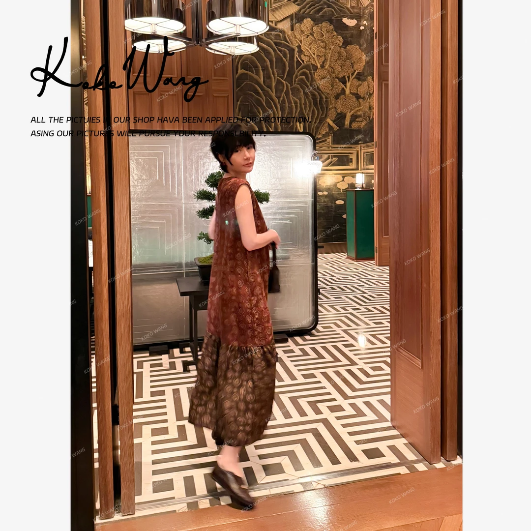 KOKO WANG夏季时尚100桑蚕丝香云纱背心裙百搭连衣裙502445F13Q42