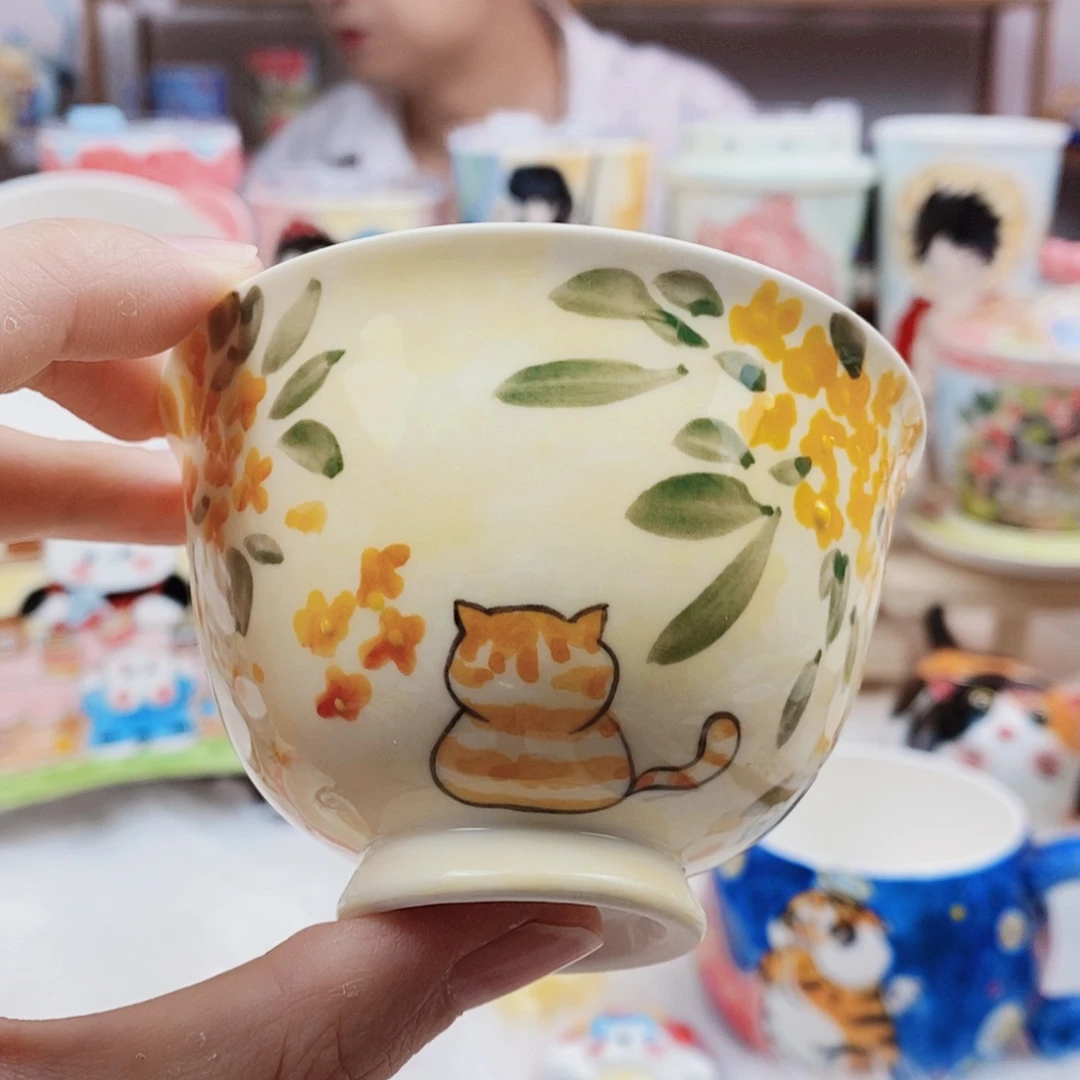 玺***弘瓷片董董问创手绘陶瓷