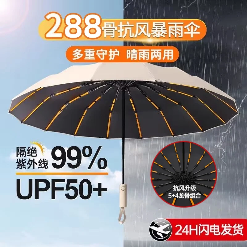 新款全自动雨伞加大加固加厚抗暴风雨男女晴雨两用遮阳伞学生便携