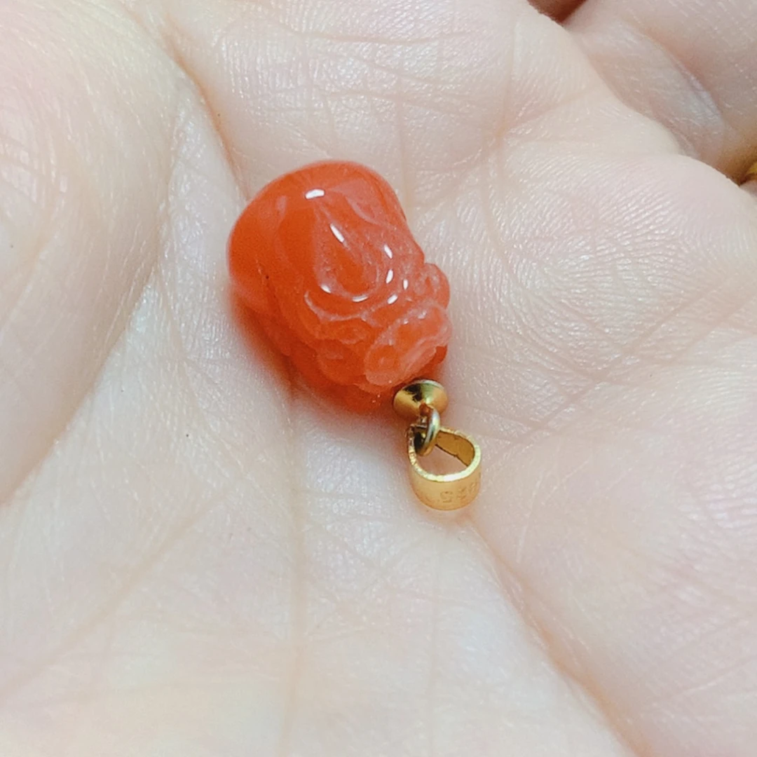 南红玛瑙银S925镶嵌吊坠(不含链)