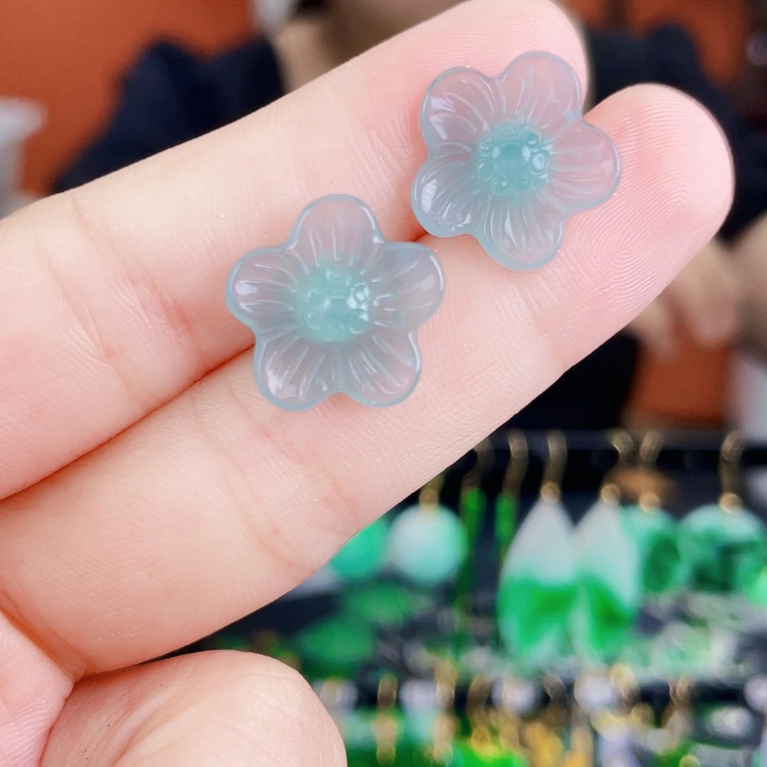 翡翠银S925镶嵌耳饰饰品