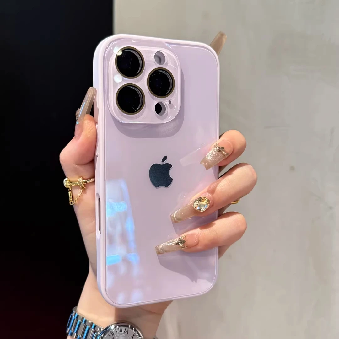 ins夏日马卡龙冰感玻璃壳适用苹果16手机壳iPhone15情侣款男女14