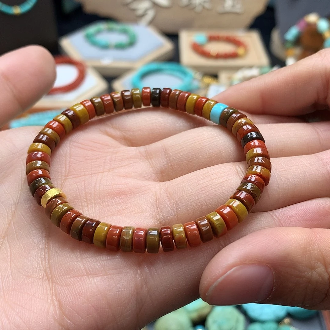 南红玛瑙手链18K金镶嵌